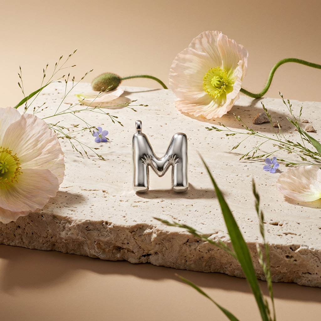 Raevia Silver "M" Letter Charm Charm
