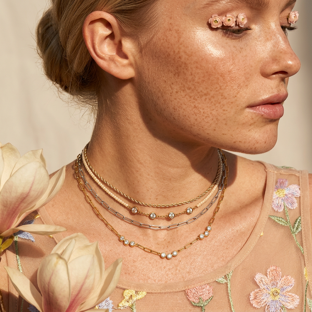 Saelia Golden Cluster Chain Necklace