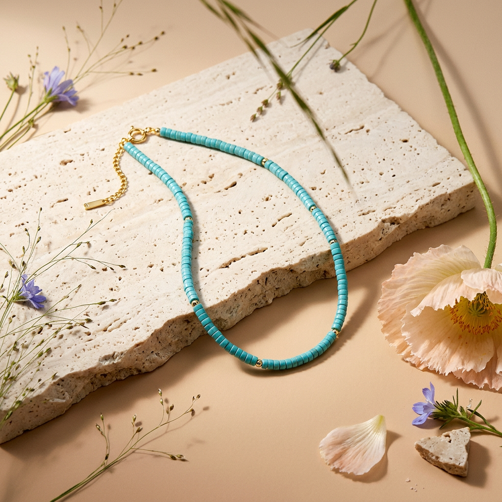 Zaelia Golden Disc Strand Necklace