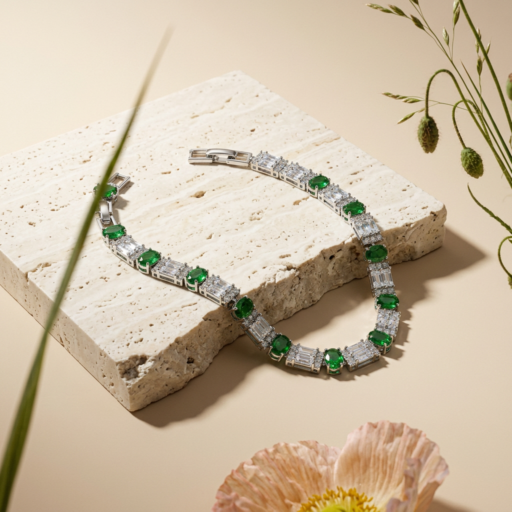 Meavia Silver Oval Tennis Necklace