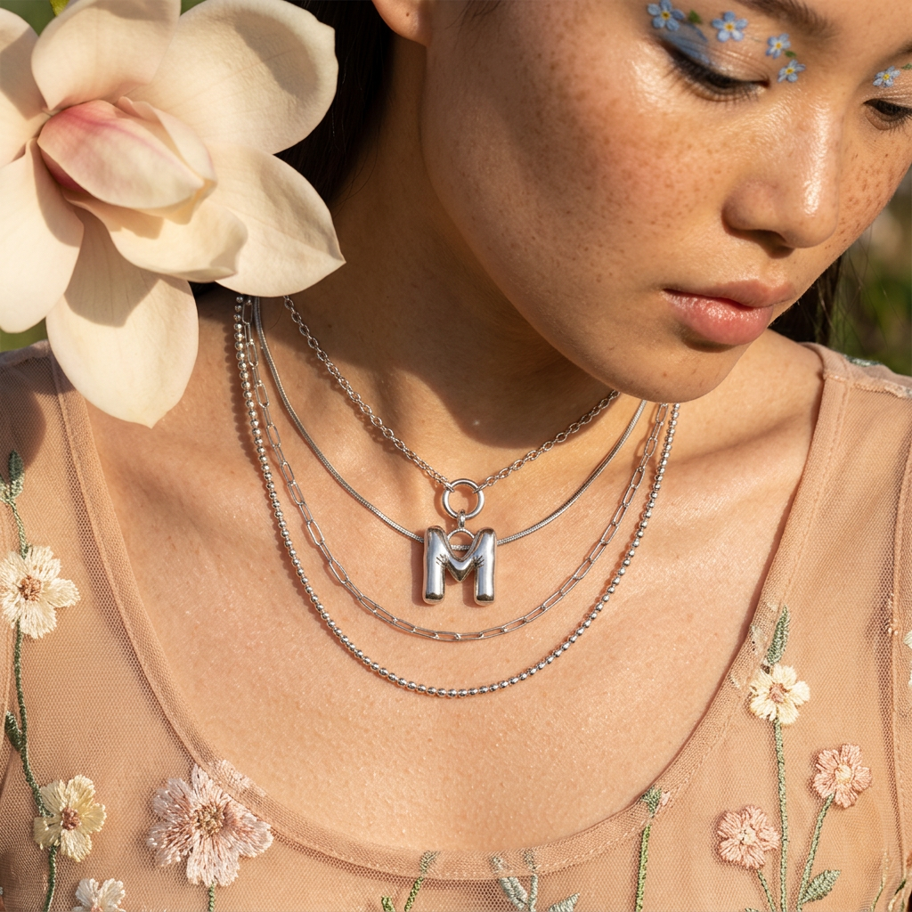 Raevia Silver "M" Letter Charm Charm