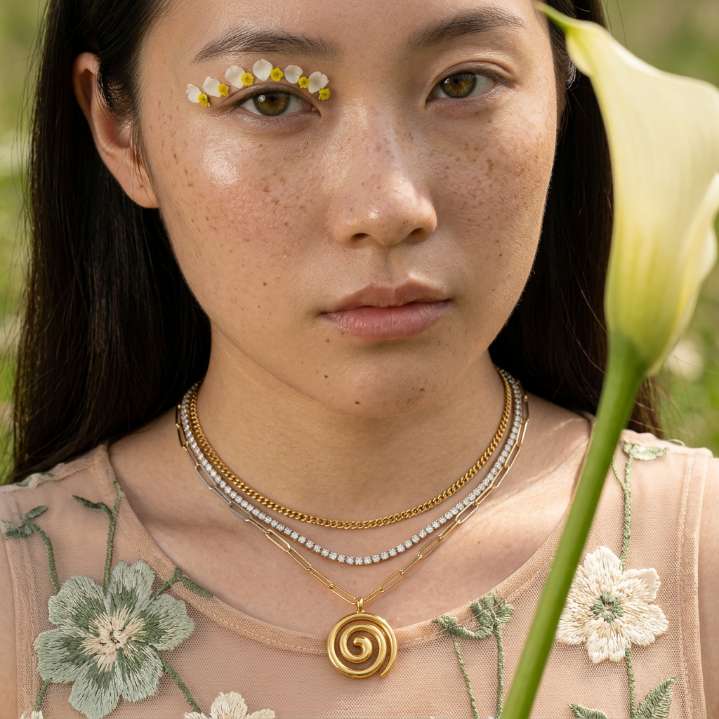 Maelia Golden Disc Pendant Necklace