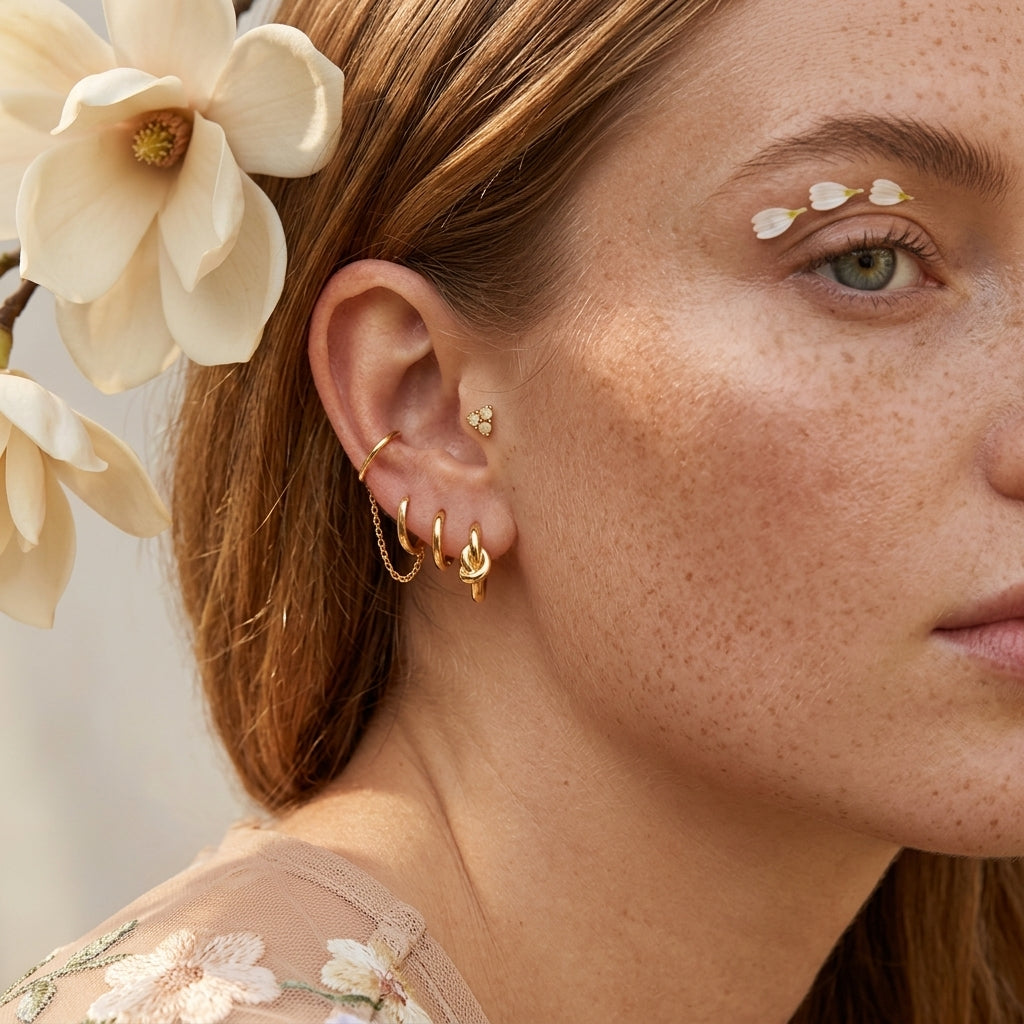 Zealia Golden Knot Huggie Earrings