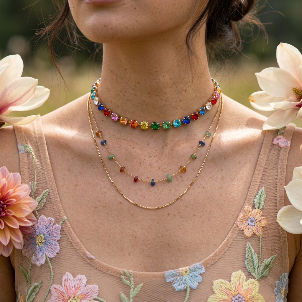 Zeania Golden Orb Tennis Necklace