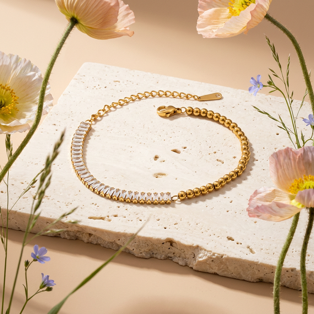 Maelia Golden Bar Chain Bracelet