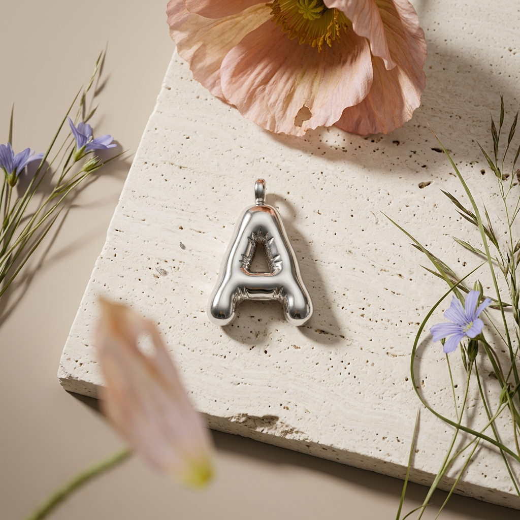 Thiania Silver "A" Letter Charm