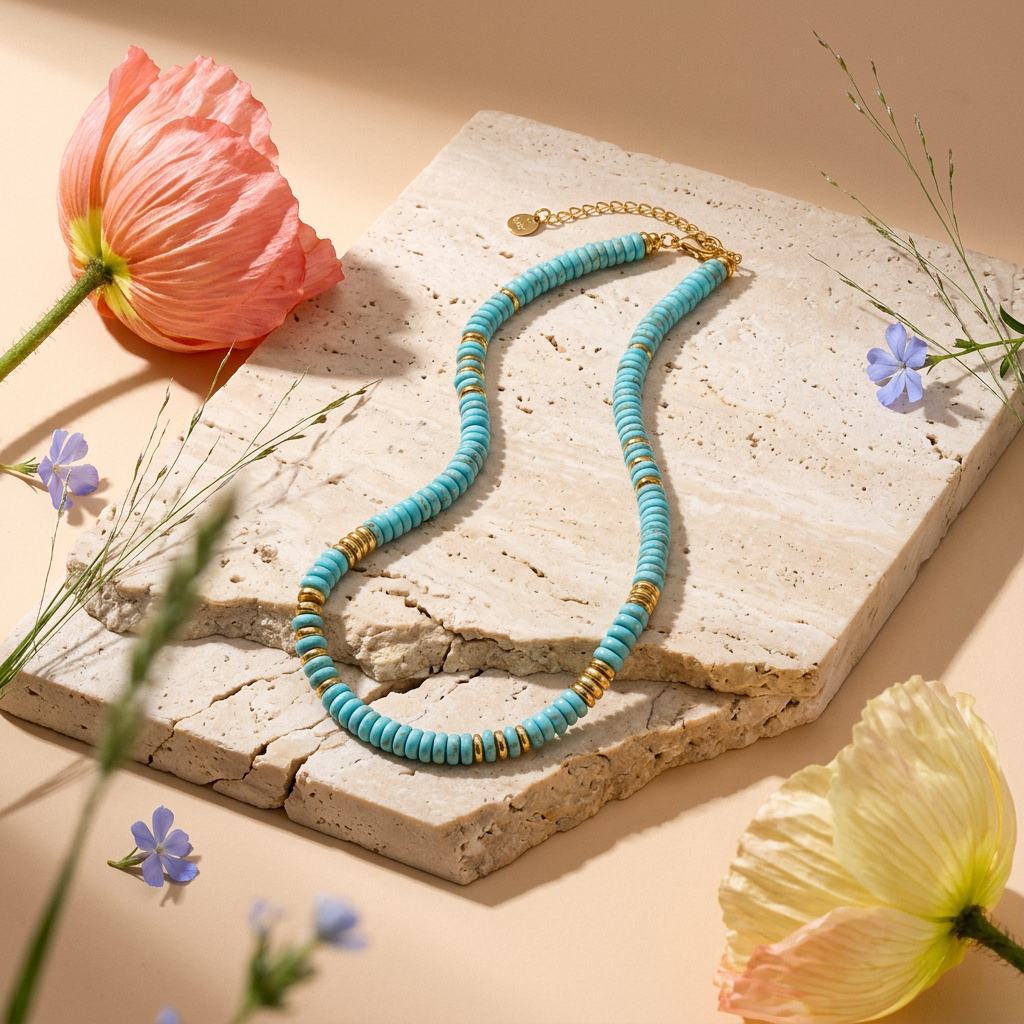 Maelia Golden Disc Bead Necklace