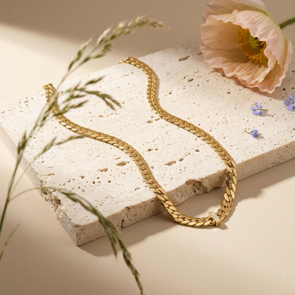 Miovia Golden Bar Chain Necklace