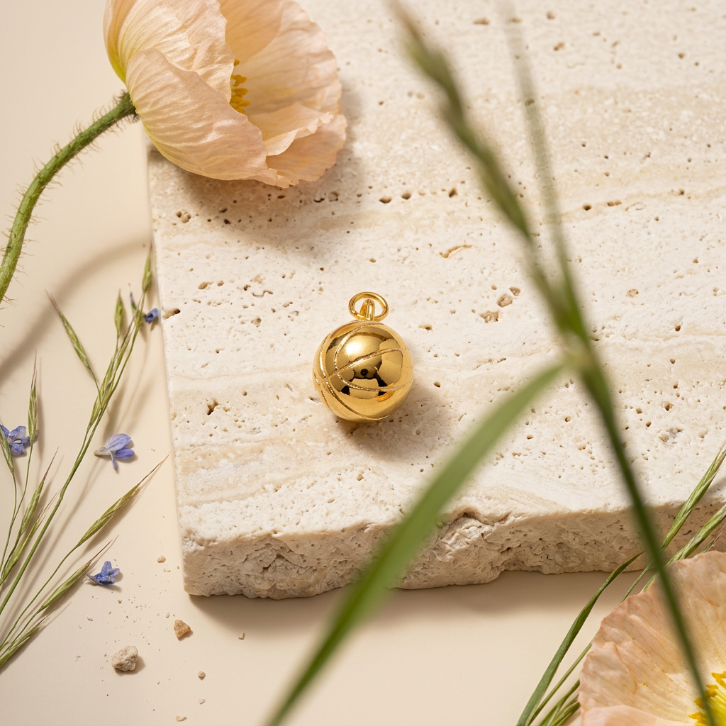 Vionia Golden Orb Pendant Charm