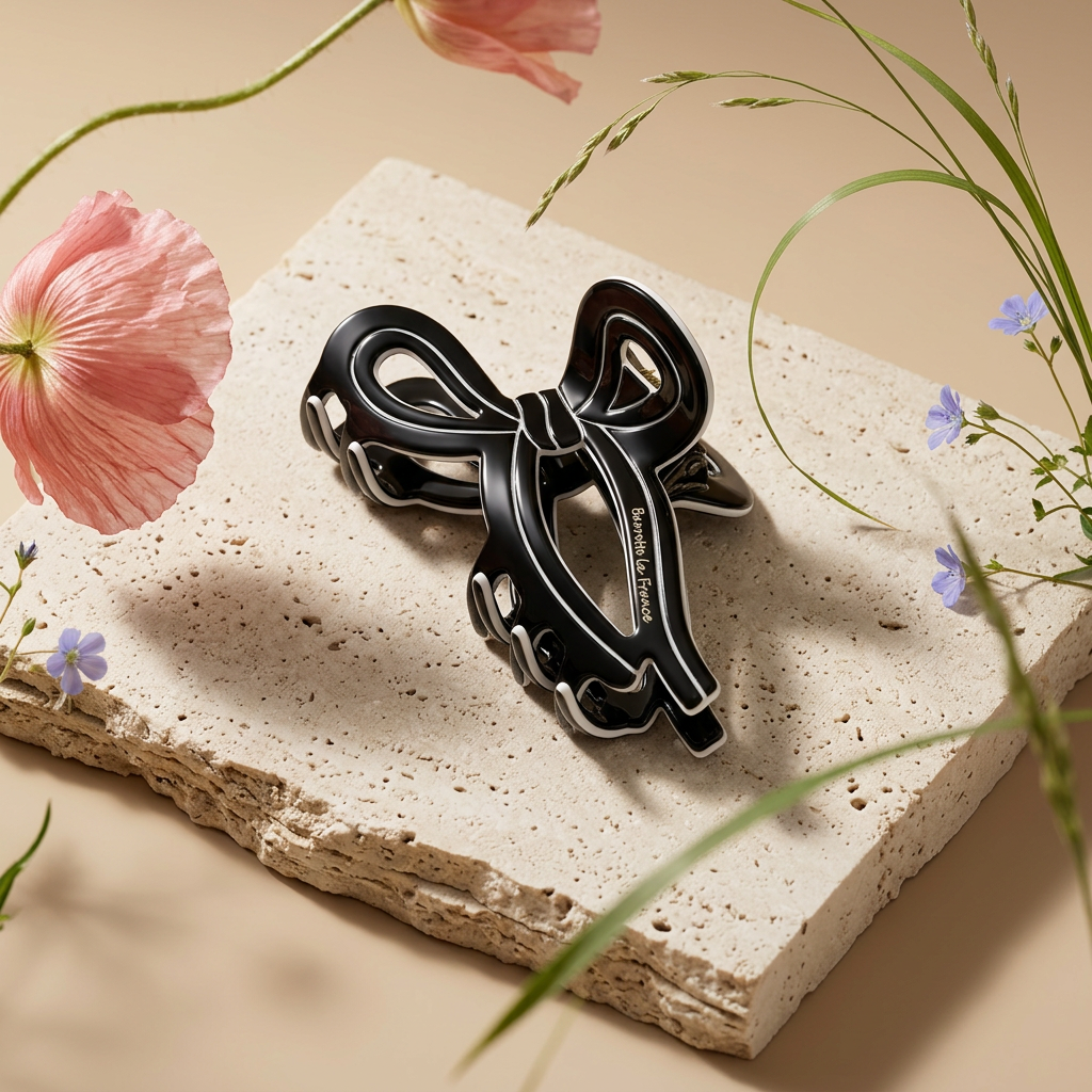 Lealia Silver Bow Claw Clip hair