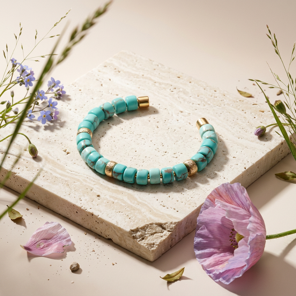 Zealia Golden Disc Bead Cuff Bracelet