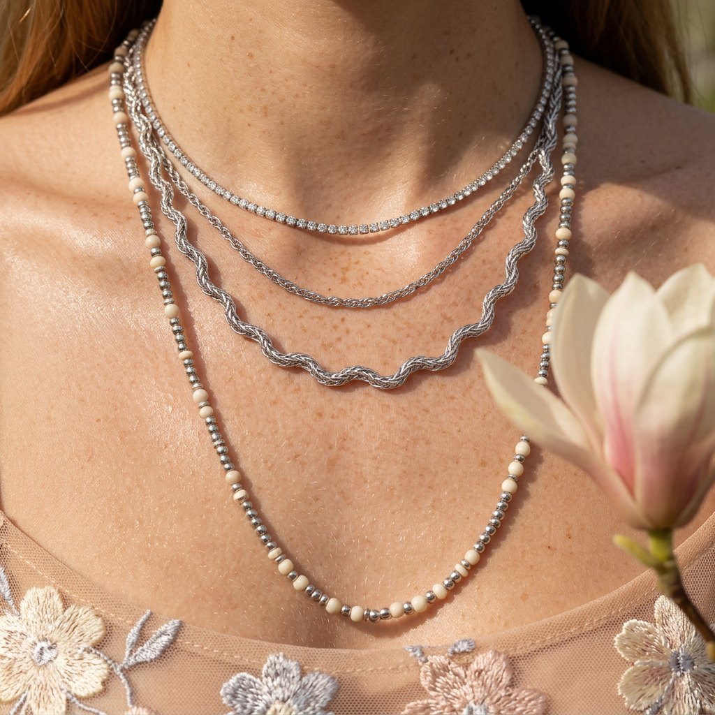Neavia Silver Rope Chain necklace