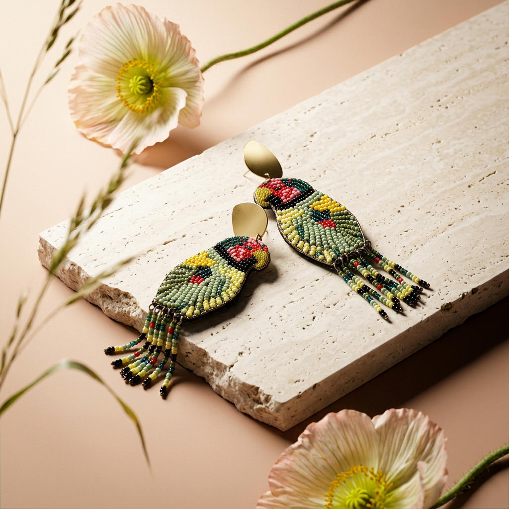 Maelvia Golden Parrot Drop Earrings