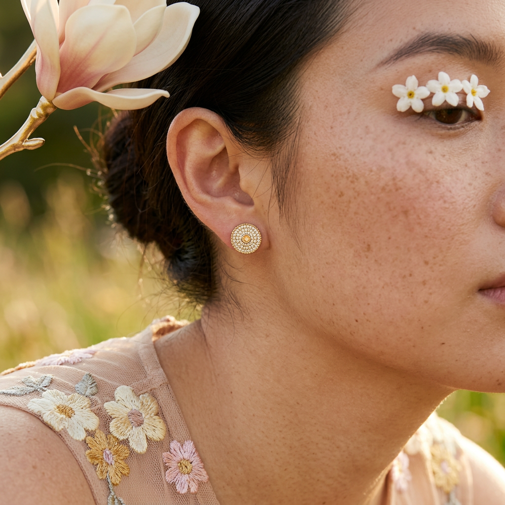 Neolia Golden Halo Stud Earrings