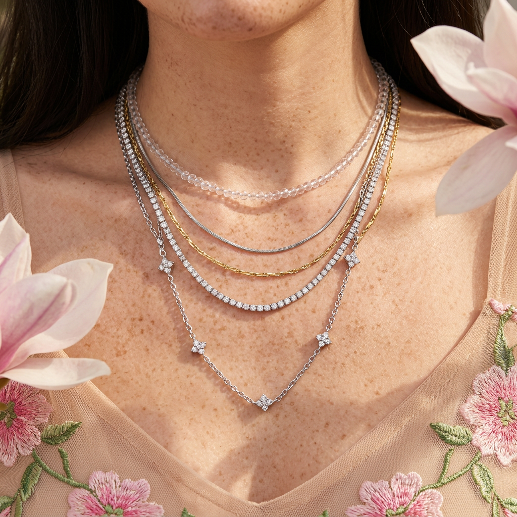 Liovia Silver Star Chain Necklace