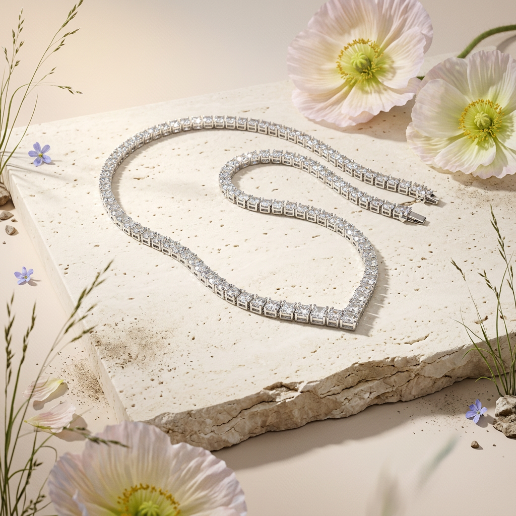 Ziolia Silver Chain Tennis Necklace