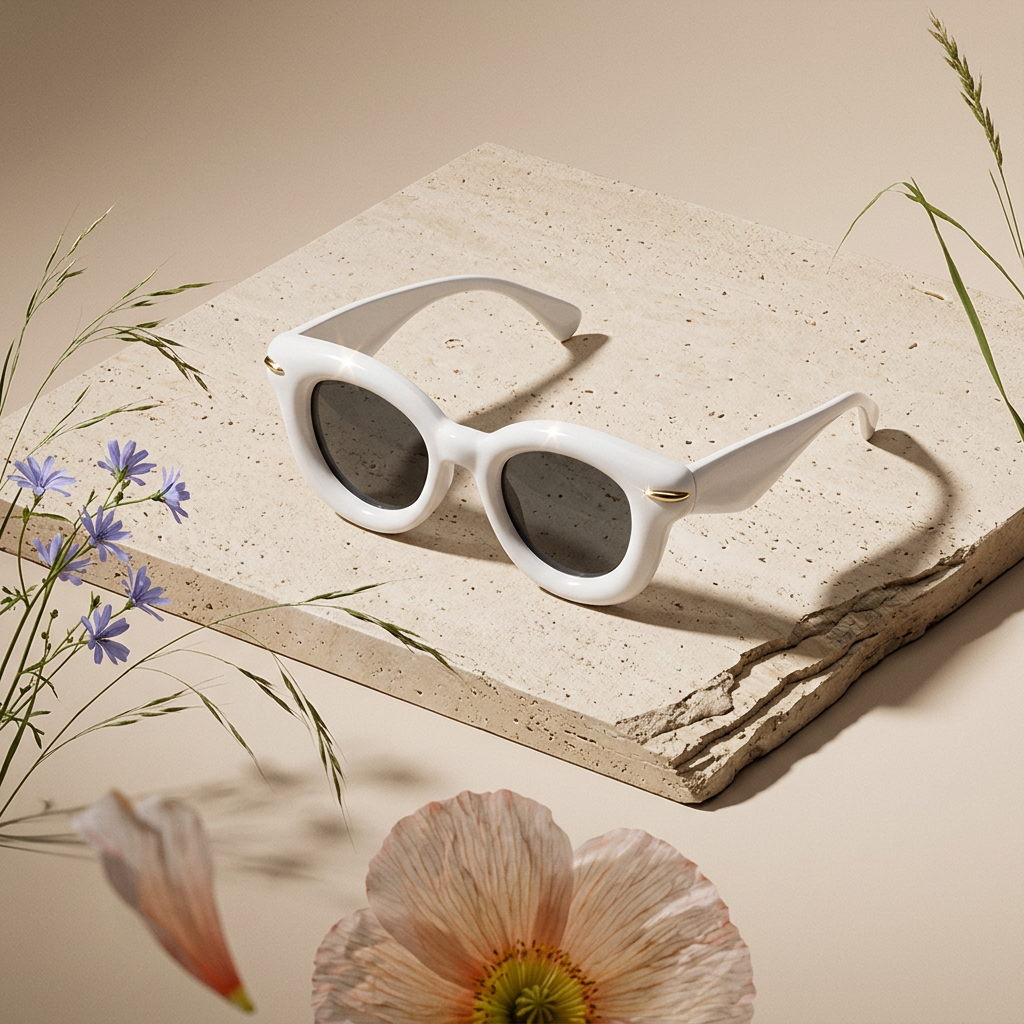 Zionia Golden Cat-Eye Frame Sunglasses