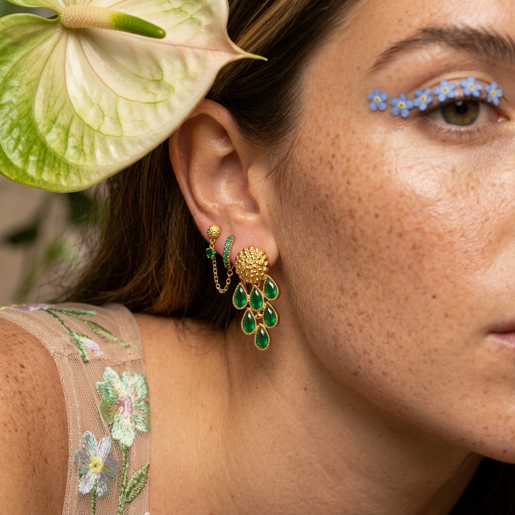 Zeovia Golden Teardrop Drop Earrings