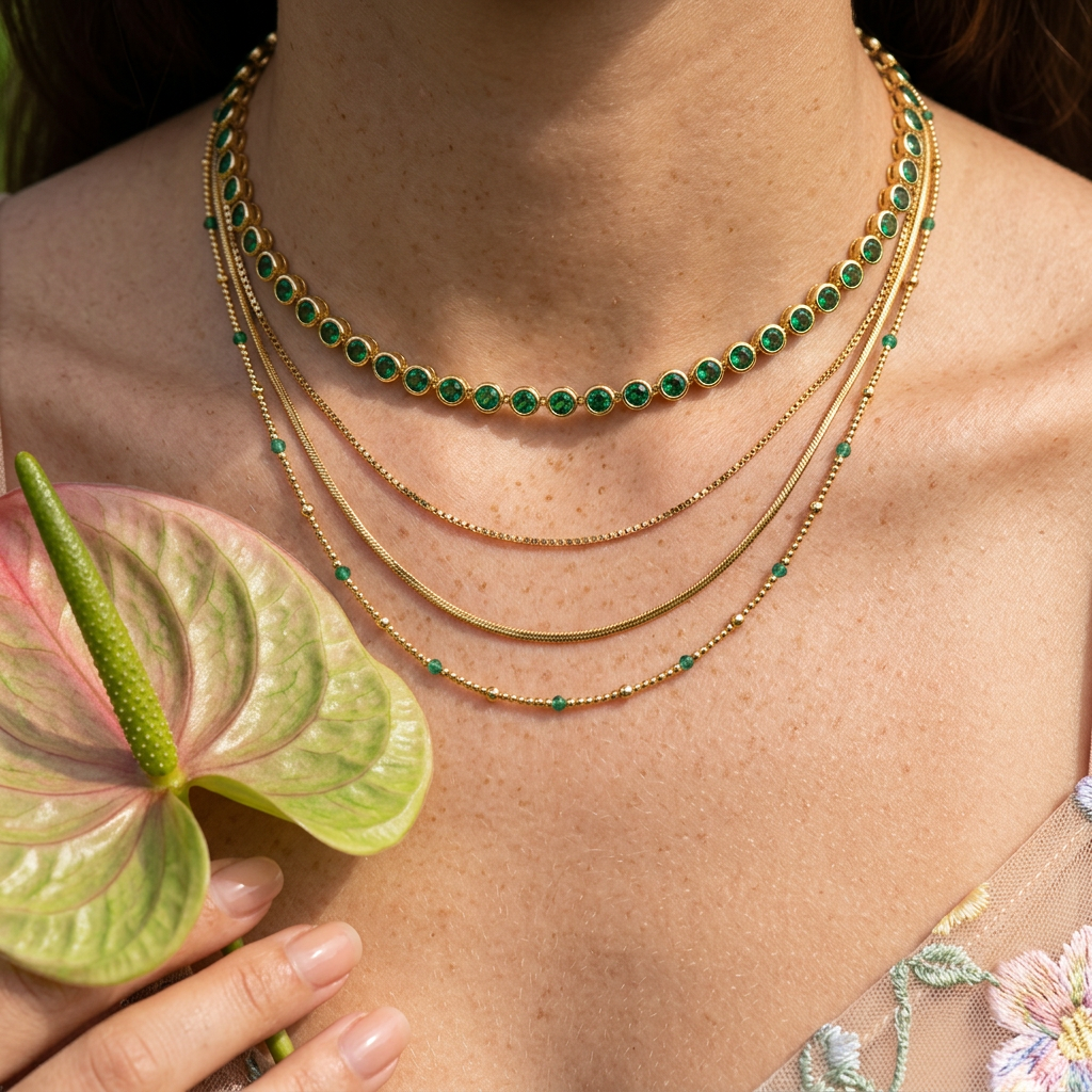Vionia Golden Orb Choker Necklace