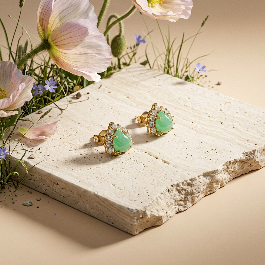 Jaelia Golden Pear Stud Earrings