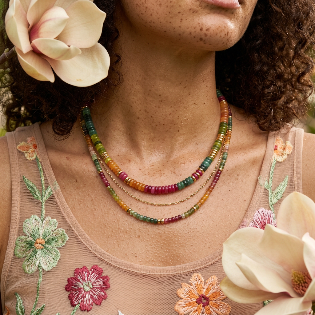 Liosia Golden Disc Bead Necklace