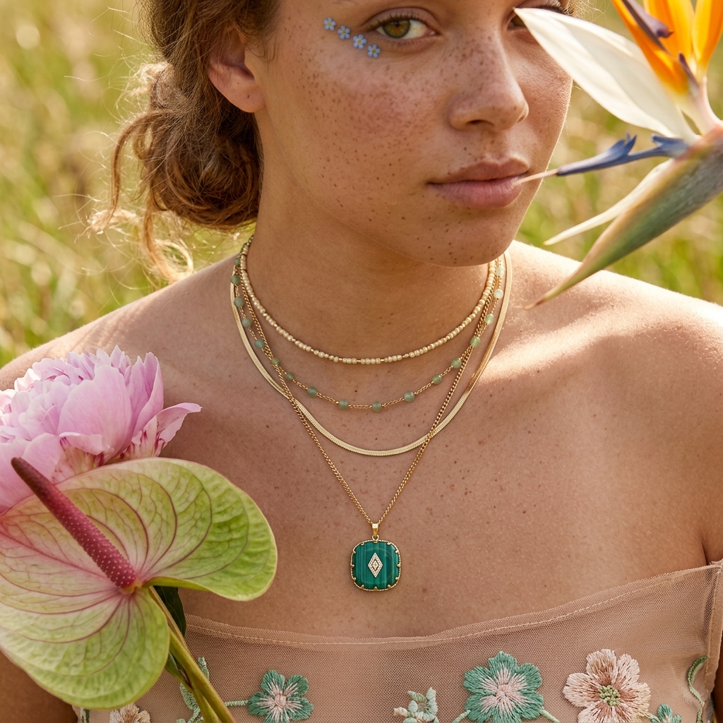 Siolia Golden Oval Pendant Necklace