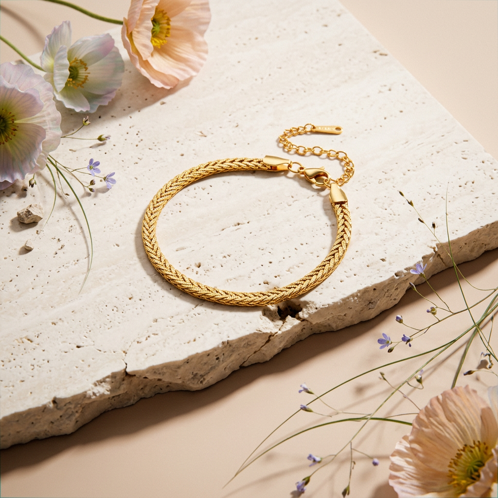 Giolea Golden Braided Chain Bracelet