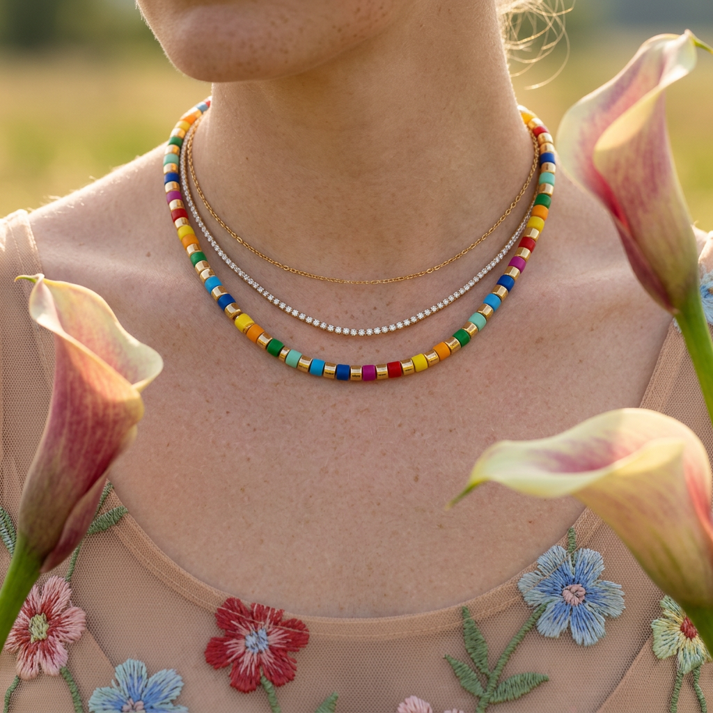 Thaelia Golden Disc Chain Necklace