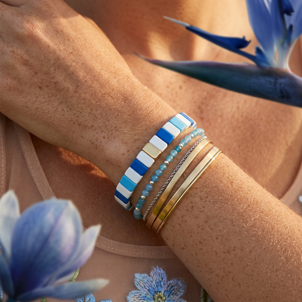 Kaevia Golden Bar Bead Bracelet