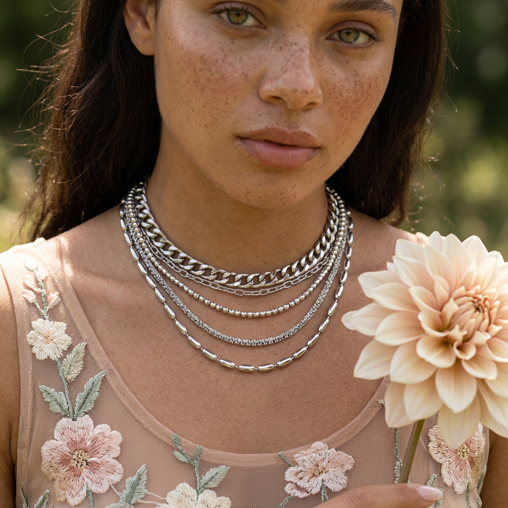 Niolia Silver Oval Chain Necklace