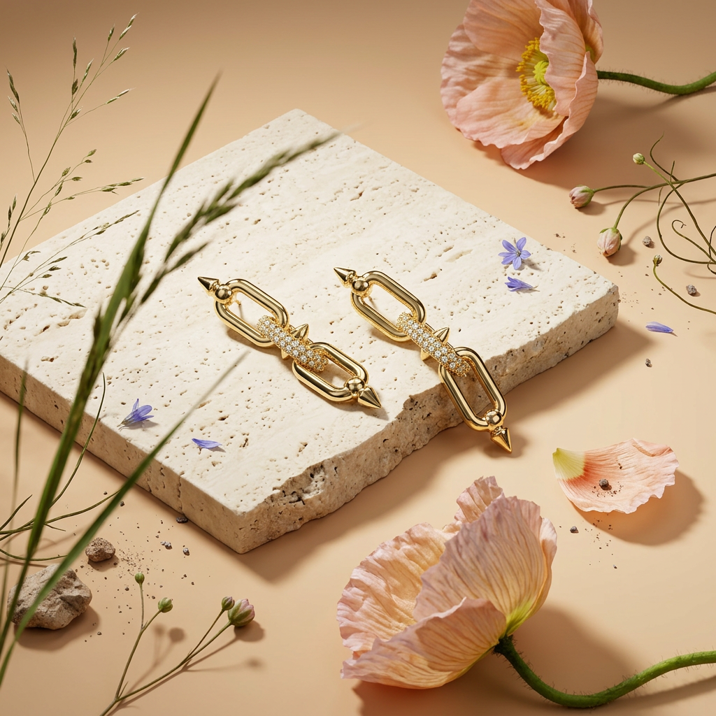 Zaevia Golden Chain Drop Earrings