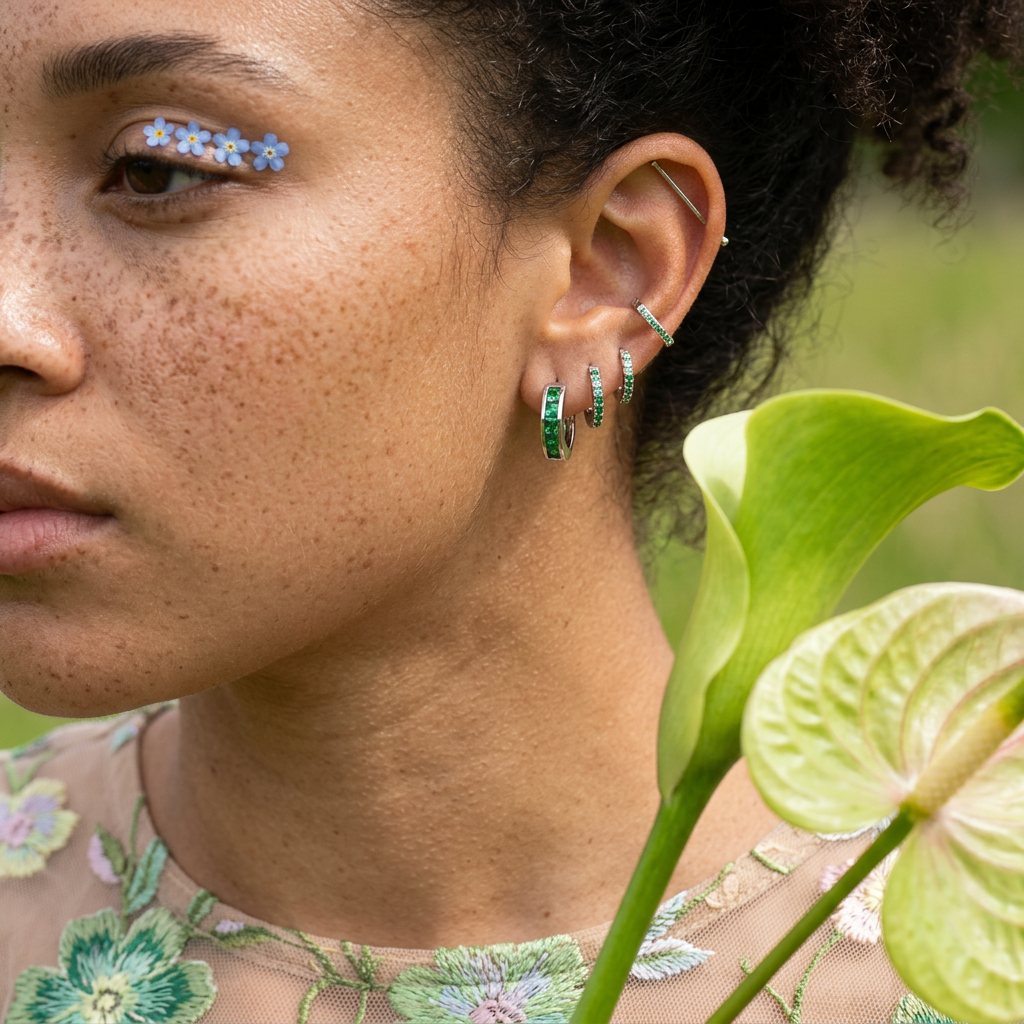 Ziolia Silver Hoop Huggie Earrings