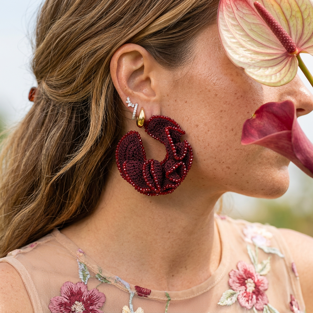 Ziolia Beaded Flower Stud Earrings