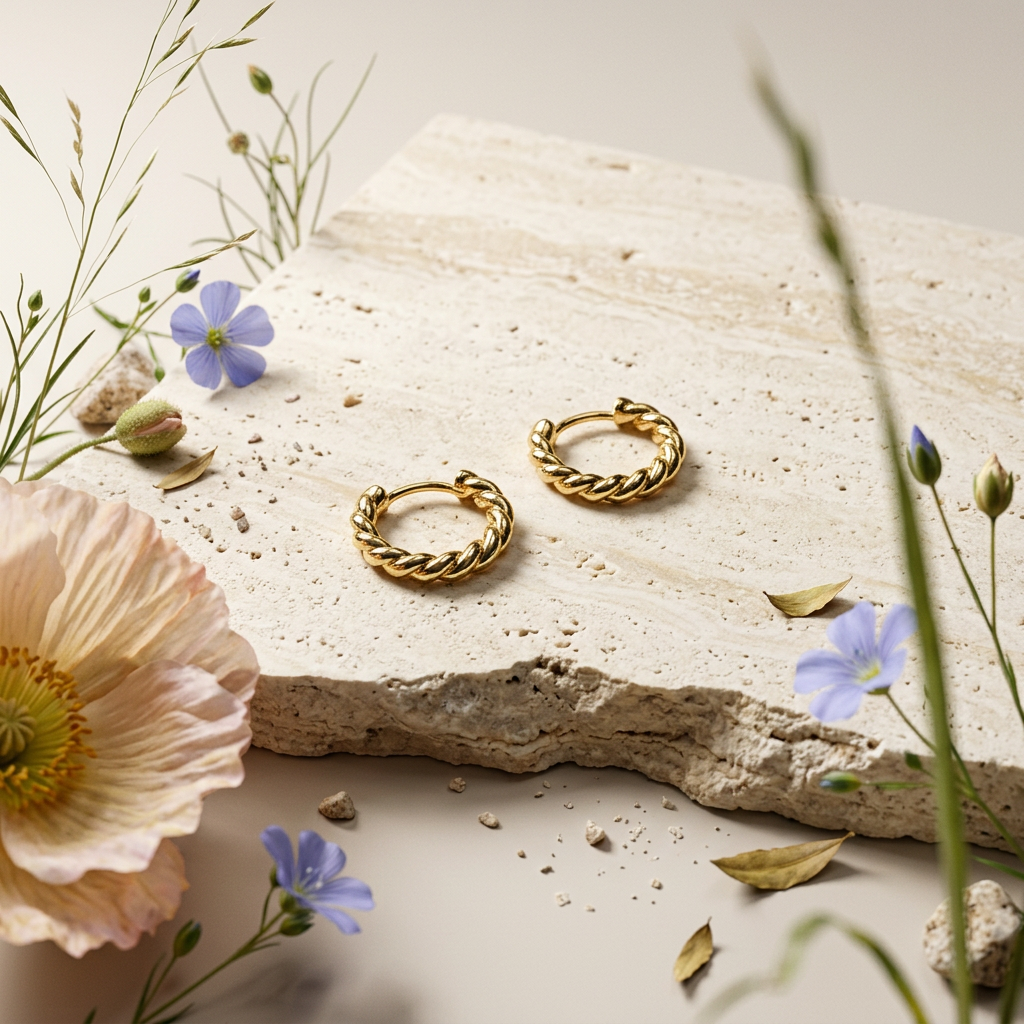 Raevia Golden Halo Huggie Earrings
