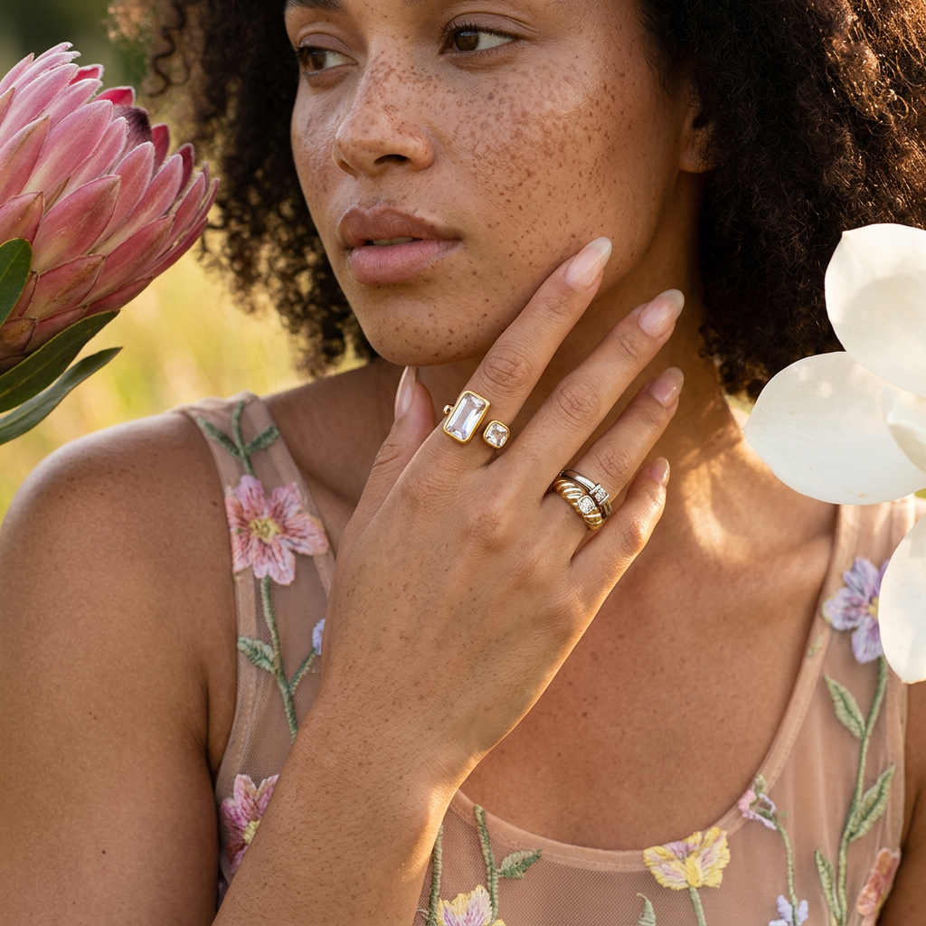Nealia Golden Bar Open Ring