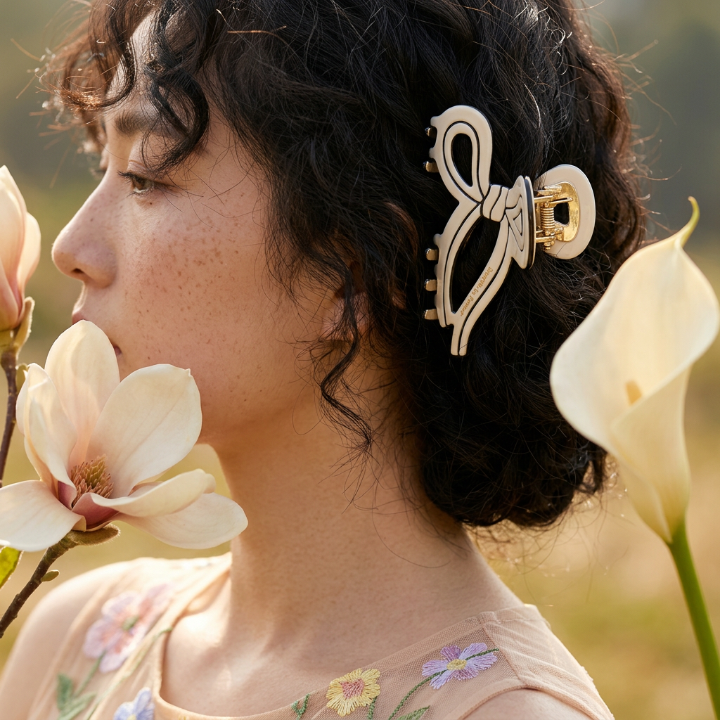 Vaelia Silver Bow Clip hair