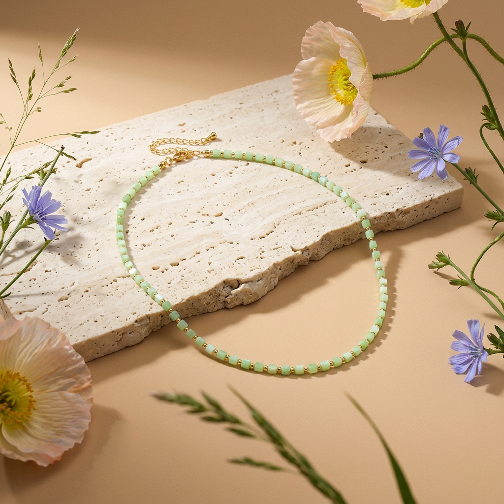 Raelia Golden Cube Strand Necklace
