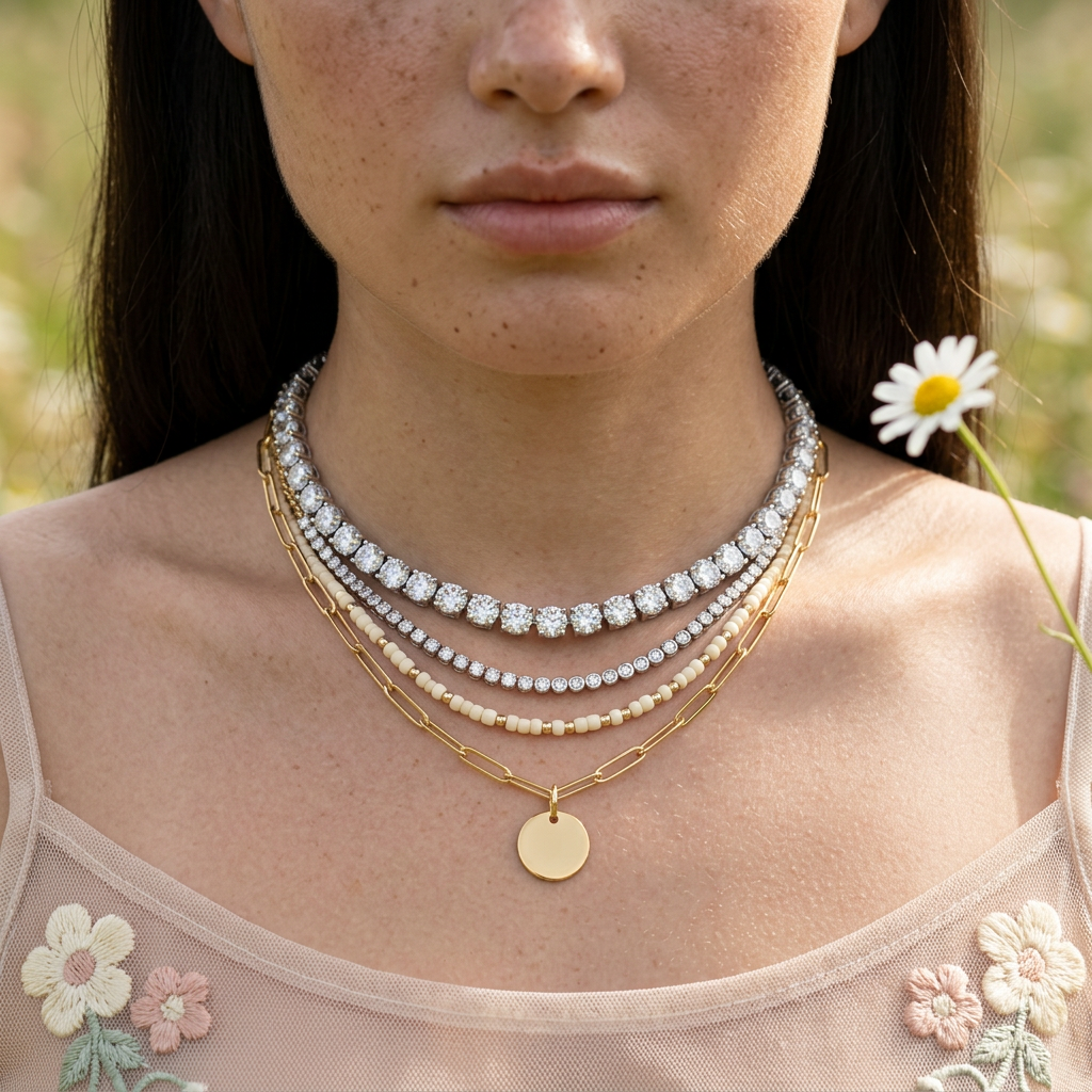 Taelia Silver Chain Tennis Necklace