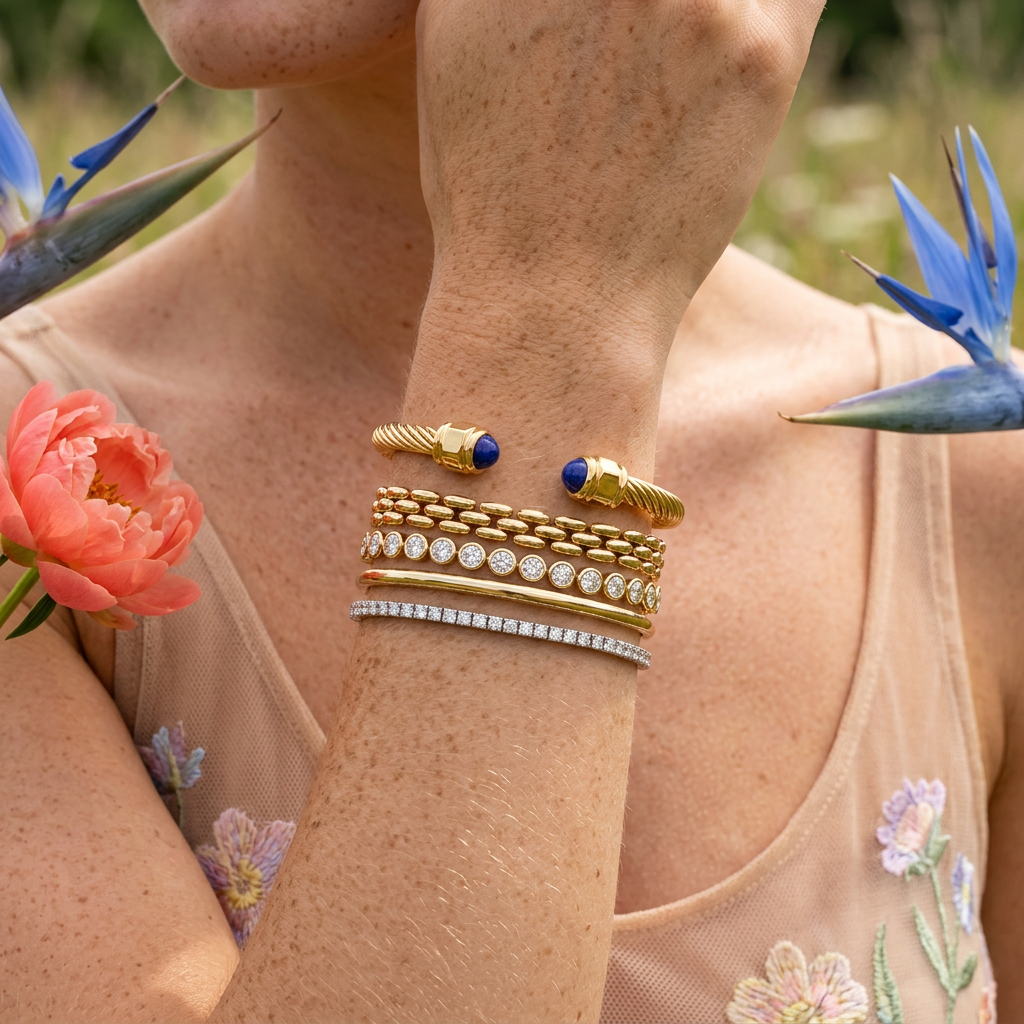 Laevia Golden Orb Cuff Bracelet