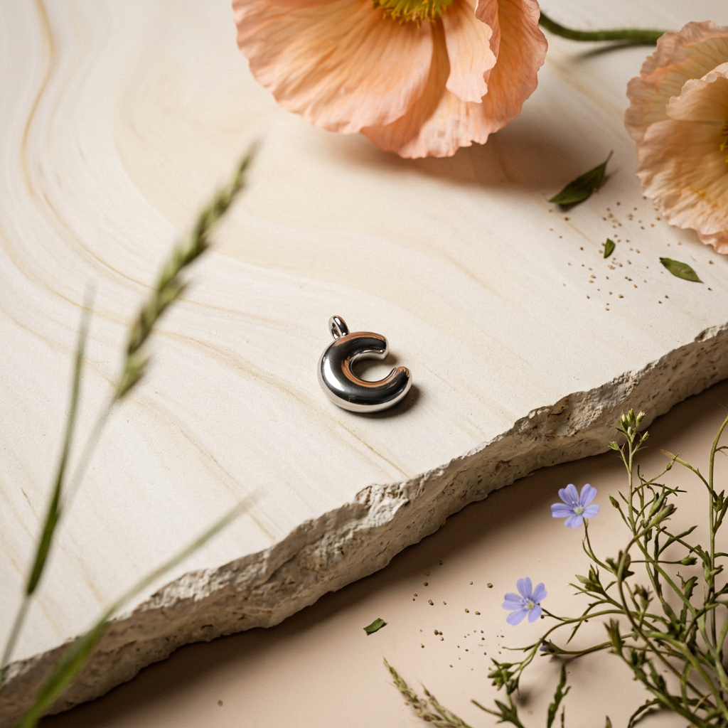Zeolia Silver "C" Letter Mini Charm Charm