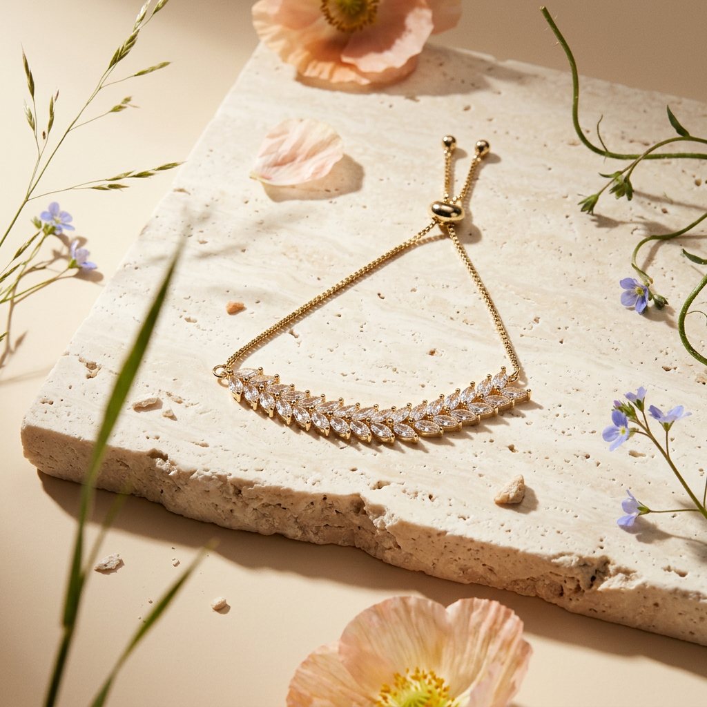 Saevia Golden Marquise Bar Pendant Necklace