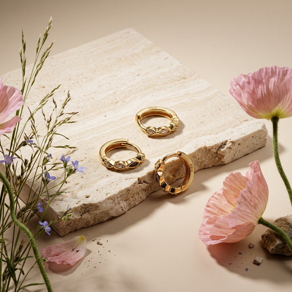 Maevia Golden Halo Huggie Earrings