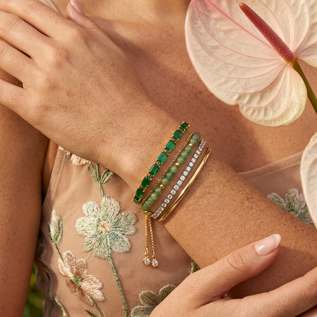 Laesira Golden Baguette Tennis Bracelet