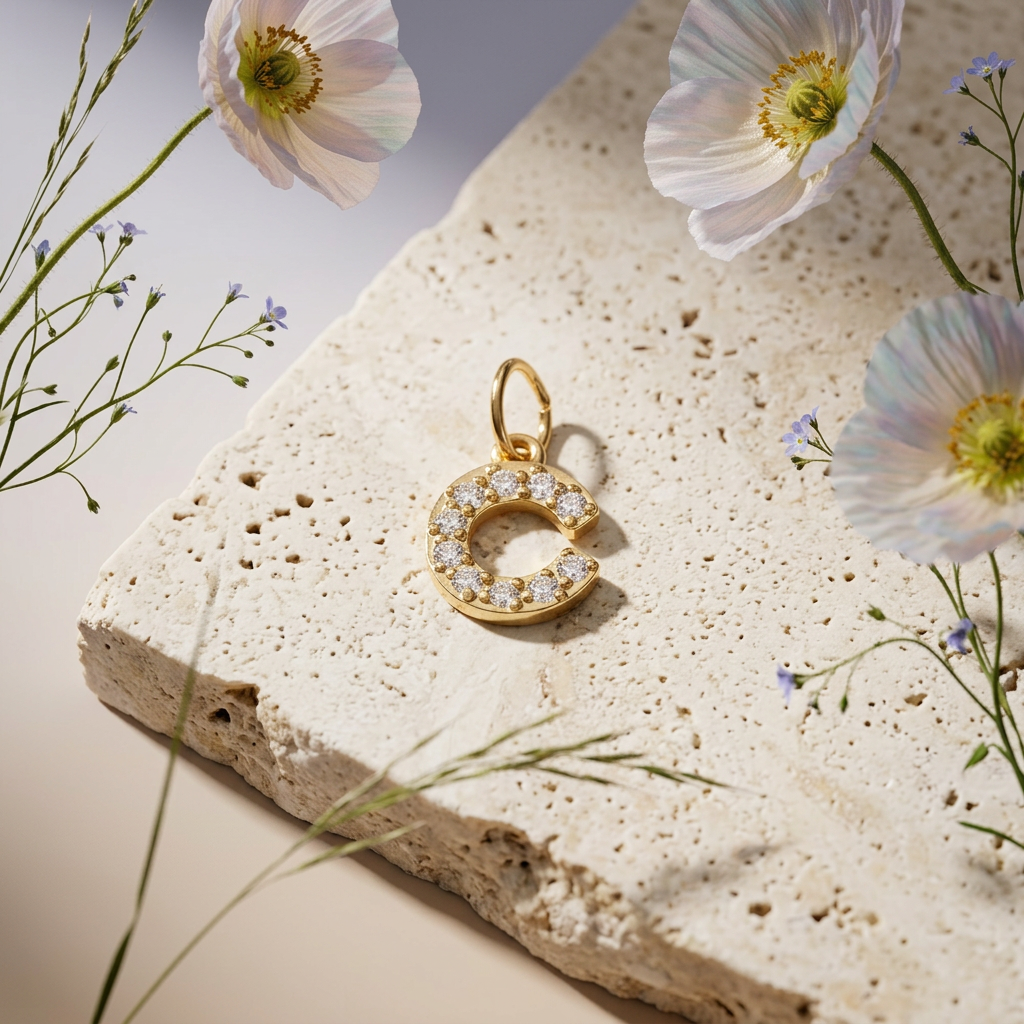 Gaennia Golden Letter C Pendant Charm