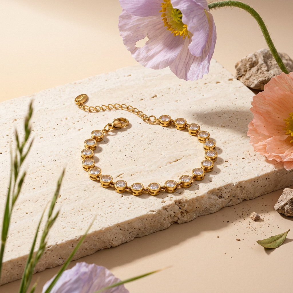 Violia Golden Orb Tennis bracelet.