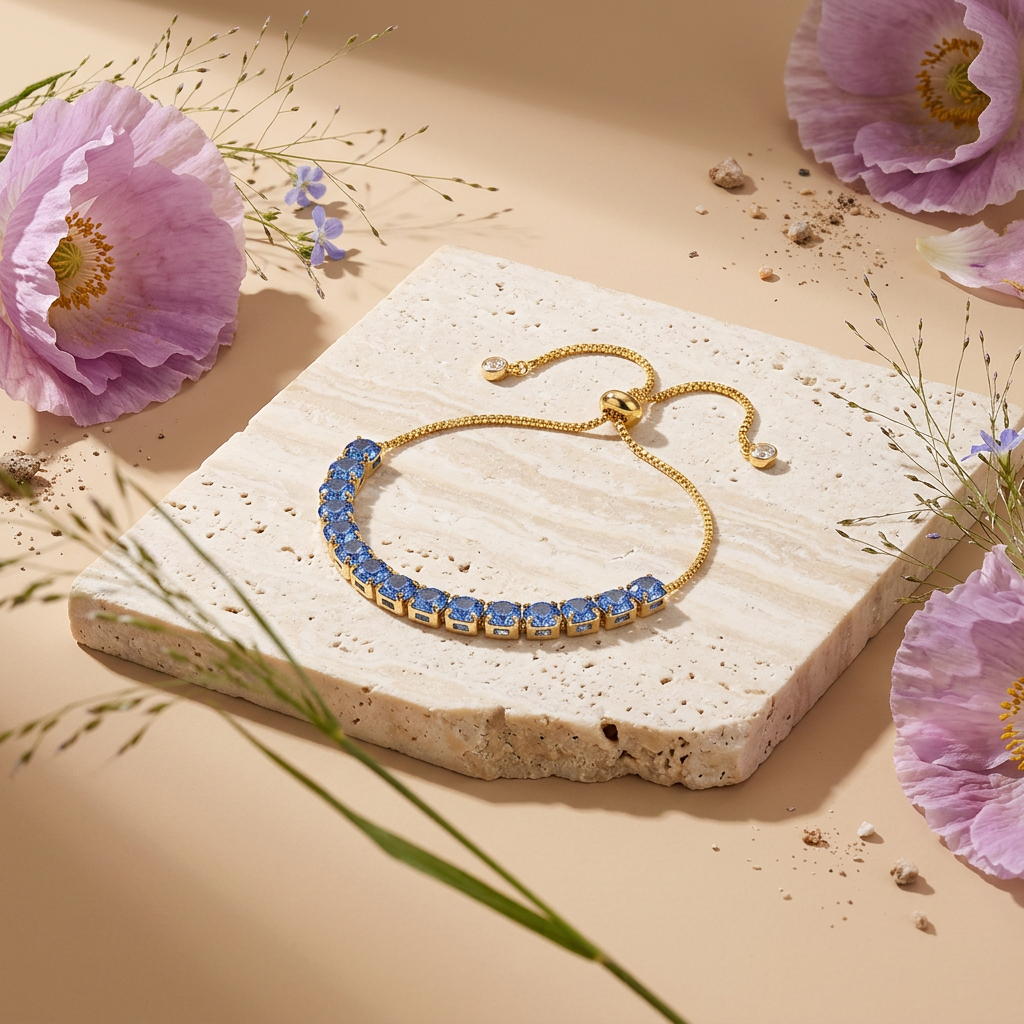 Zaelia Golden Orb Tennis Bracelet