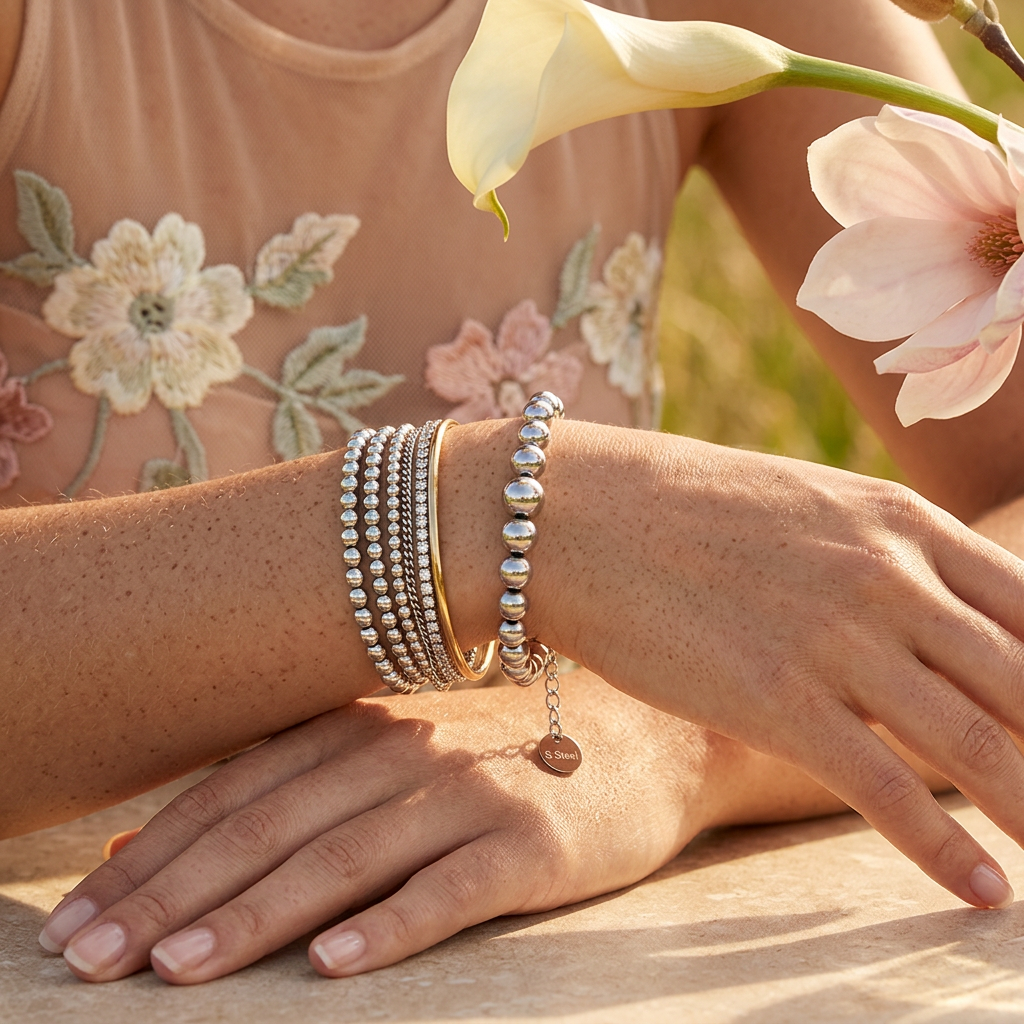 Fiolia Silver Orb Bead Bracelet