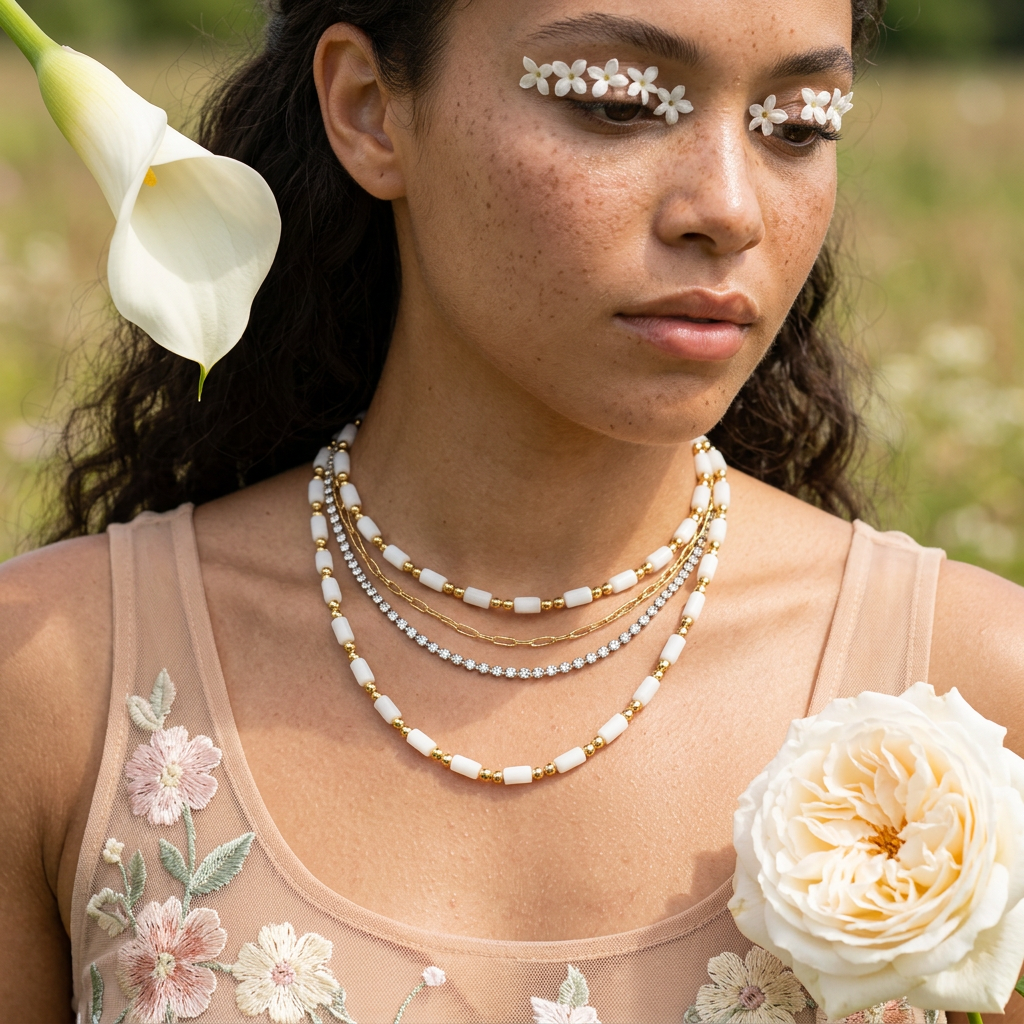 Leonia Golden Bar Strand Necklace