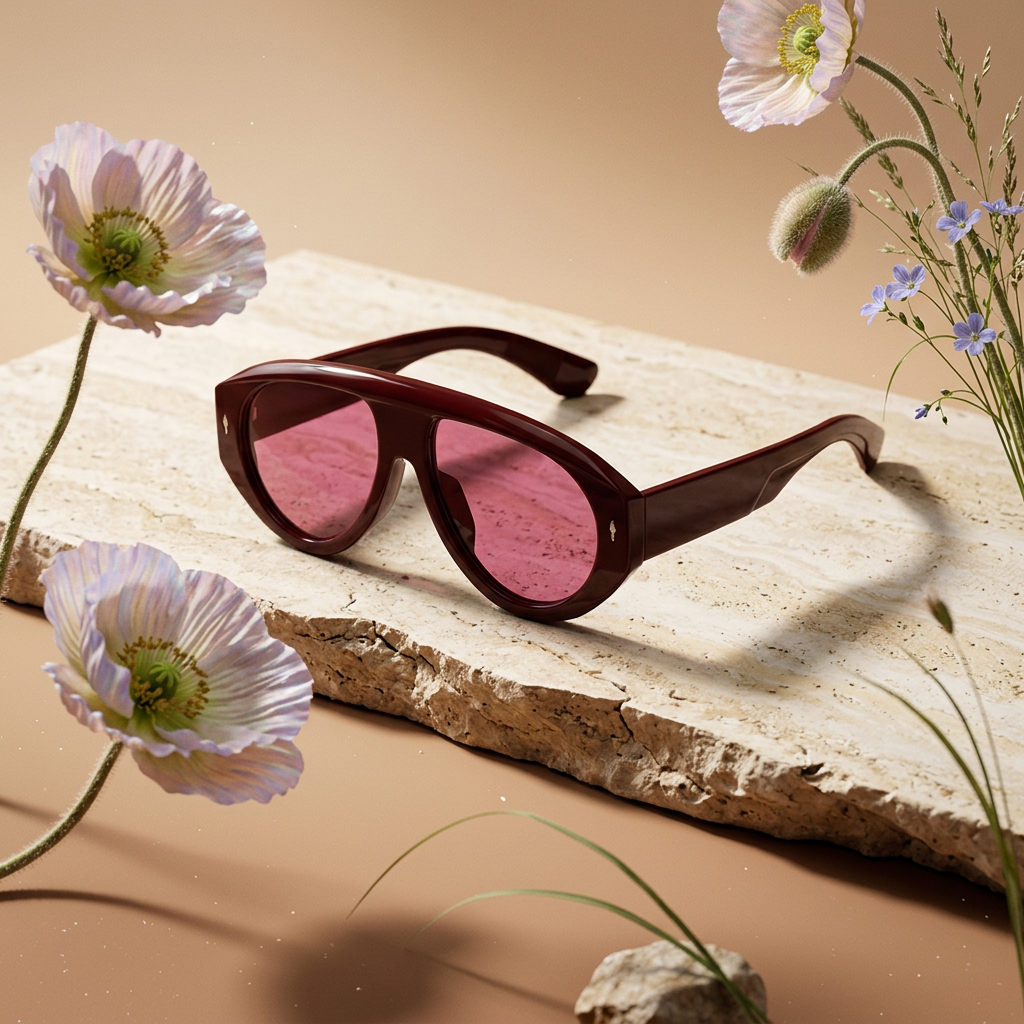 Raevia Acetate Oval Aviator Sunglasses