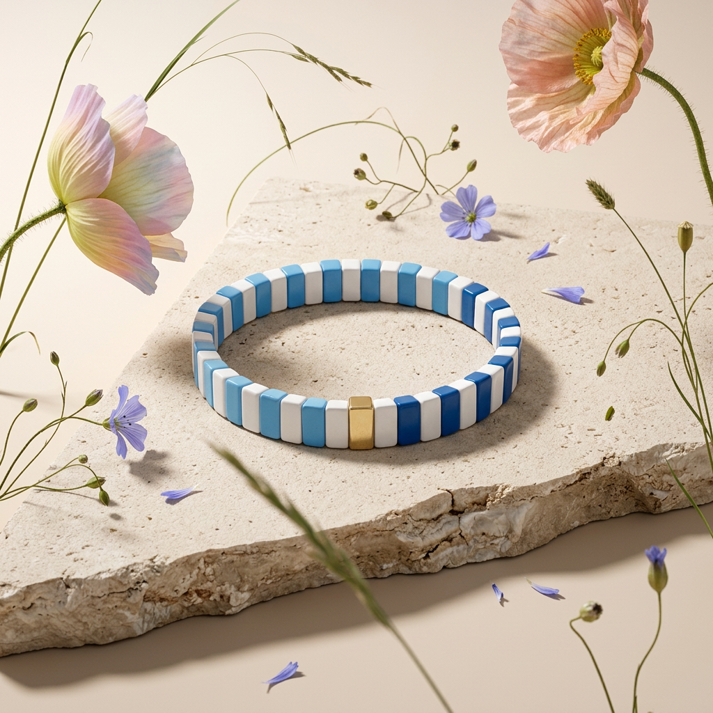 Liovia Golden Bar Bead Strand Bracelet